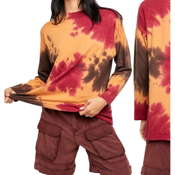 Free People tie dye long sleeve t-shirt NWT - Picture 1 of 6